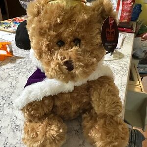 Plush Teddy‎ Bear with Gold Crown and Purple Cape